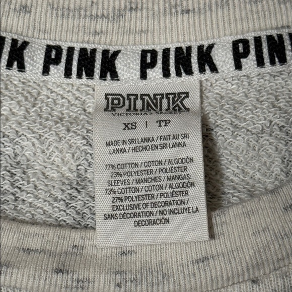 PINK Victoria's Secret Cream Sweatshirt with Color Block Sleeves - Picture 2 of 9